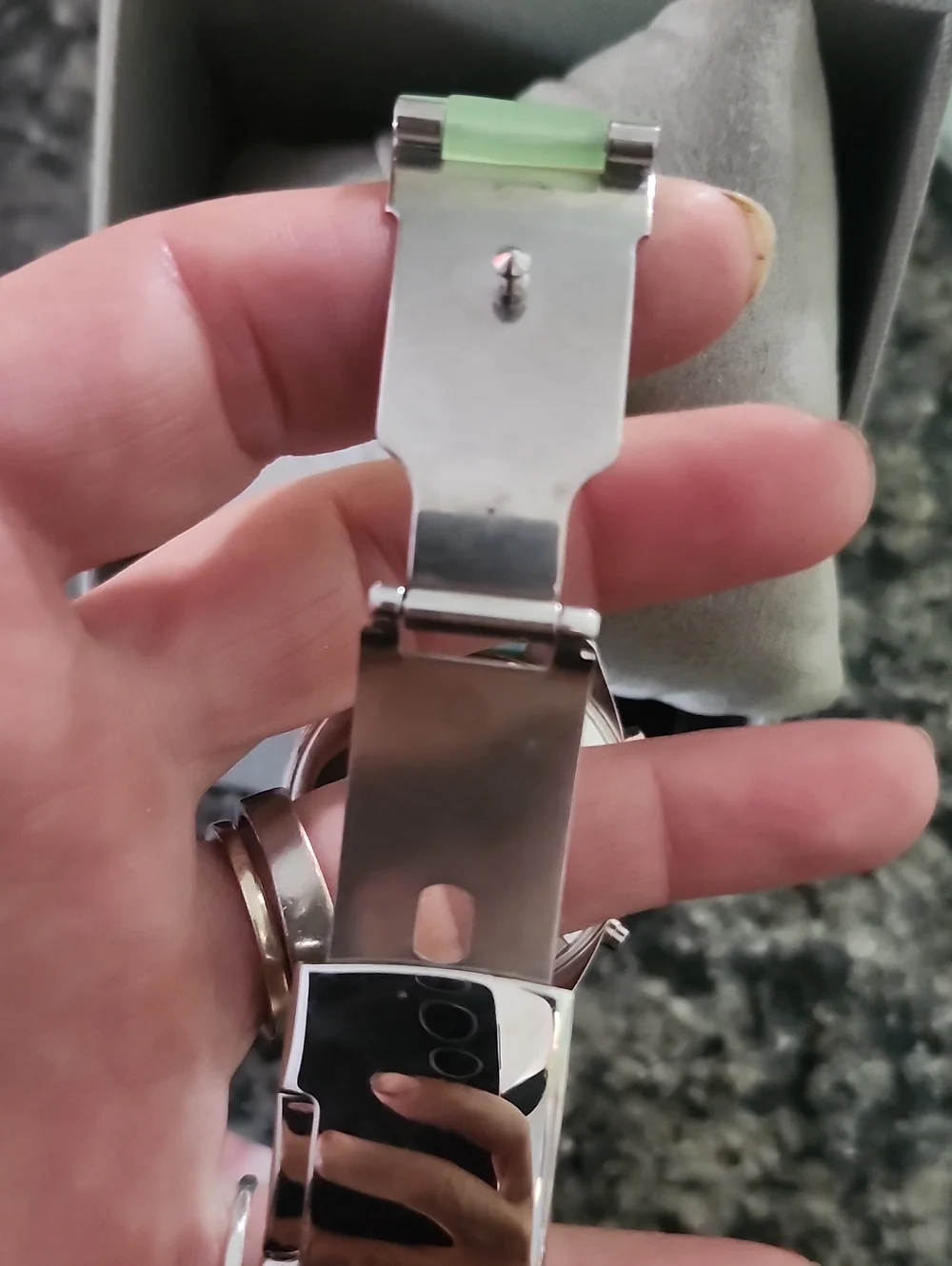 NIB GUESS Chronograph Swarovski Crystal Bezel Aqua Green Strap-